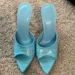 Sky Blue Croc Print Heels